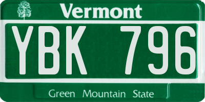 VT license plate YBK796