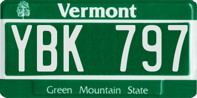 VT license plate YBK797
