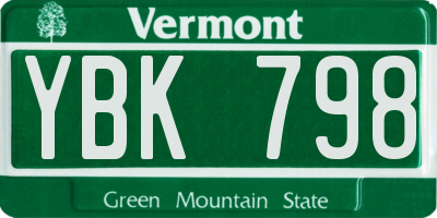 VT license plate YBK798