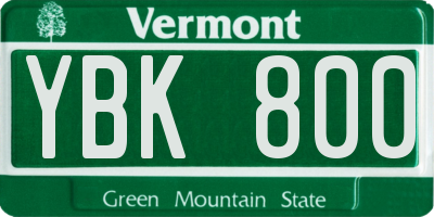 VT license plate YBK800