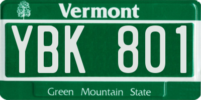 VT license plate YBK801