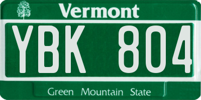 VT license plate YBK804