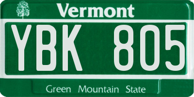 VT license plate YBK805