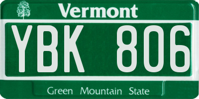 VT license plate YBK806
