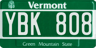 VT license plate YBK808