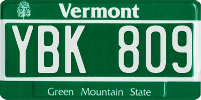 VT license plate YBK809