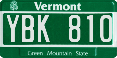 VT license plate YBK810