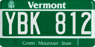 VT license plate YBK812