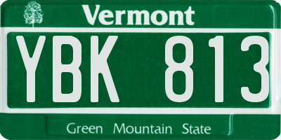 VT license plate YBK813