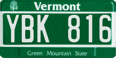 VT license plate YBK816