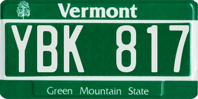 VT license plate YBK817