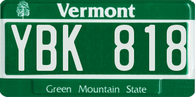 VT license plate YBK818