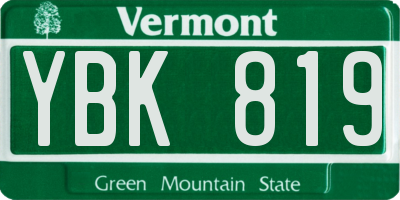 VT license plate YBK819