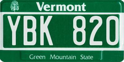 VT license plate YBK820
