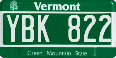 VT license plate YBK822