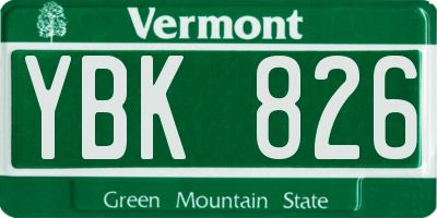 VT license plate YBK826