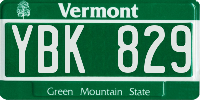 VT license plate YBK829