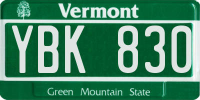 VT license plate YBK830