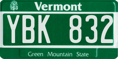 VT license plate YBK832