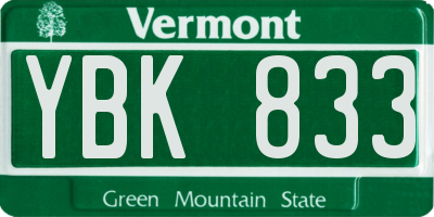 VT license plate YBK833