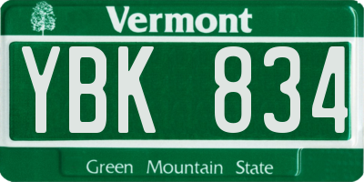 VT license plate YBK834