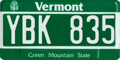 VT license plate YBK835