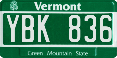 VT license plate YBK836