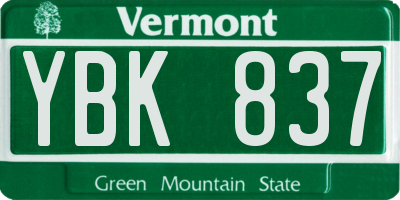 VT license plate YBK837