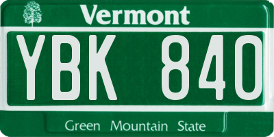 VT license plate YBK840