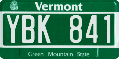 VT license plate YBK841