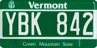 VT license plate YBK842