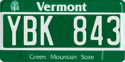 VT license plate YBK843