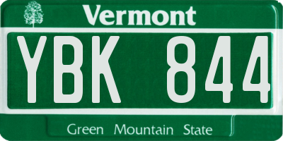 VT license plate YBK844