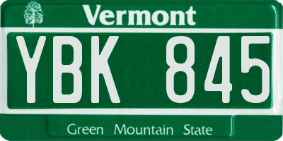 VT license plate YBK845