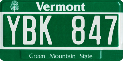 VT license plate YBK847