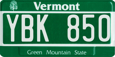 VT license plate YBK850