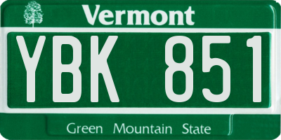 VT license plate YBK851
