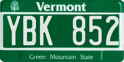 VT license plate YBK852