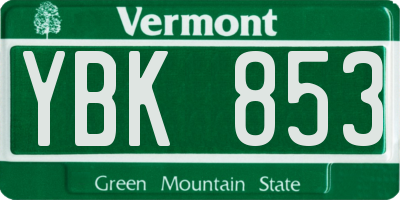VT license plate YBK853