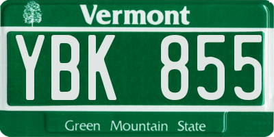 VT license plate YBK855
