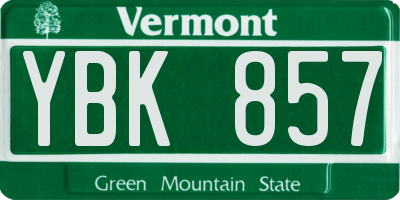 VT license plate YBK857