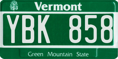 VT license plate YBK858