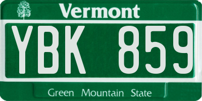 VT license plate YBK859