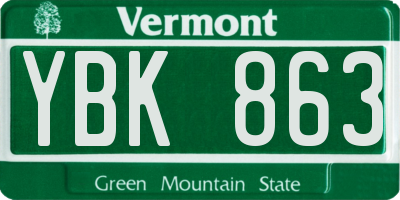 VT license plate YBK863