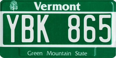 VT license plate YBK865