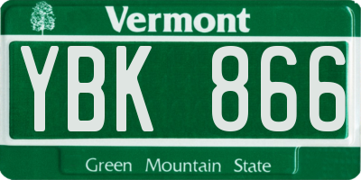 VT license plate YBK866
