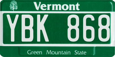 VT license plate YBK868