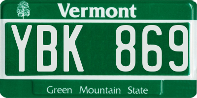 VT license plate YBK869