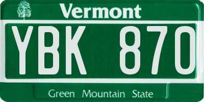 VT license plate YBK870