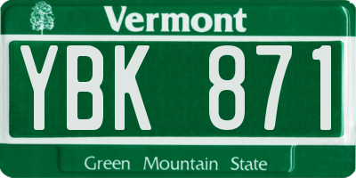 VT license plate YBK871